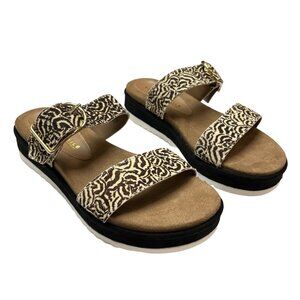 Volatile Sandals Womens 9 Amy Jane Calf Hair Strappy Slides Slip On‎ Comfort